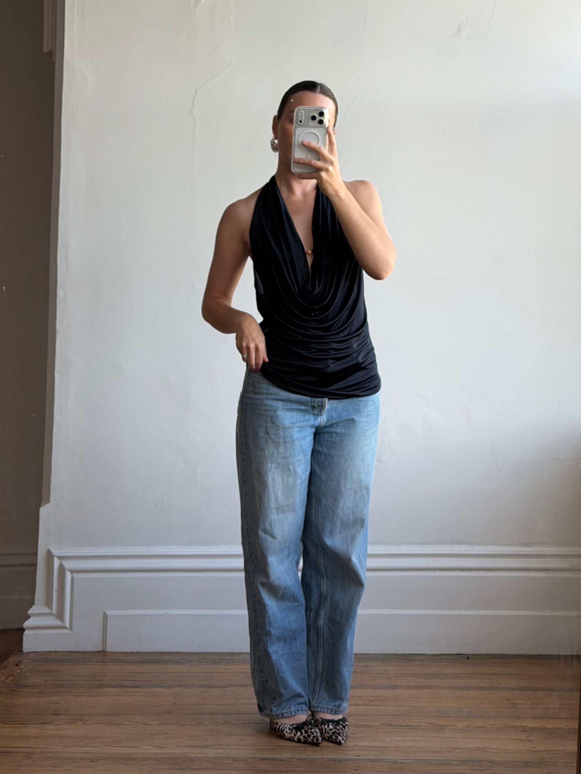Vintage Y2K Victorias Secret Plunging Halter Top Noir