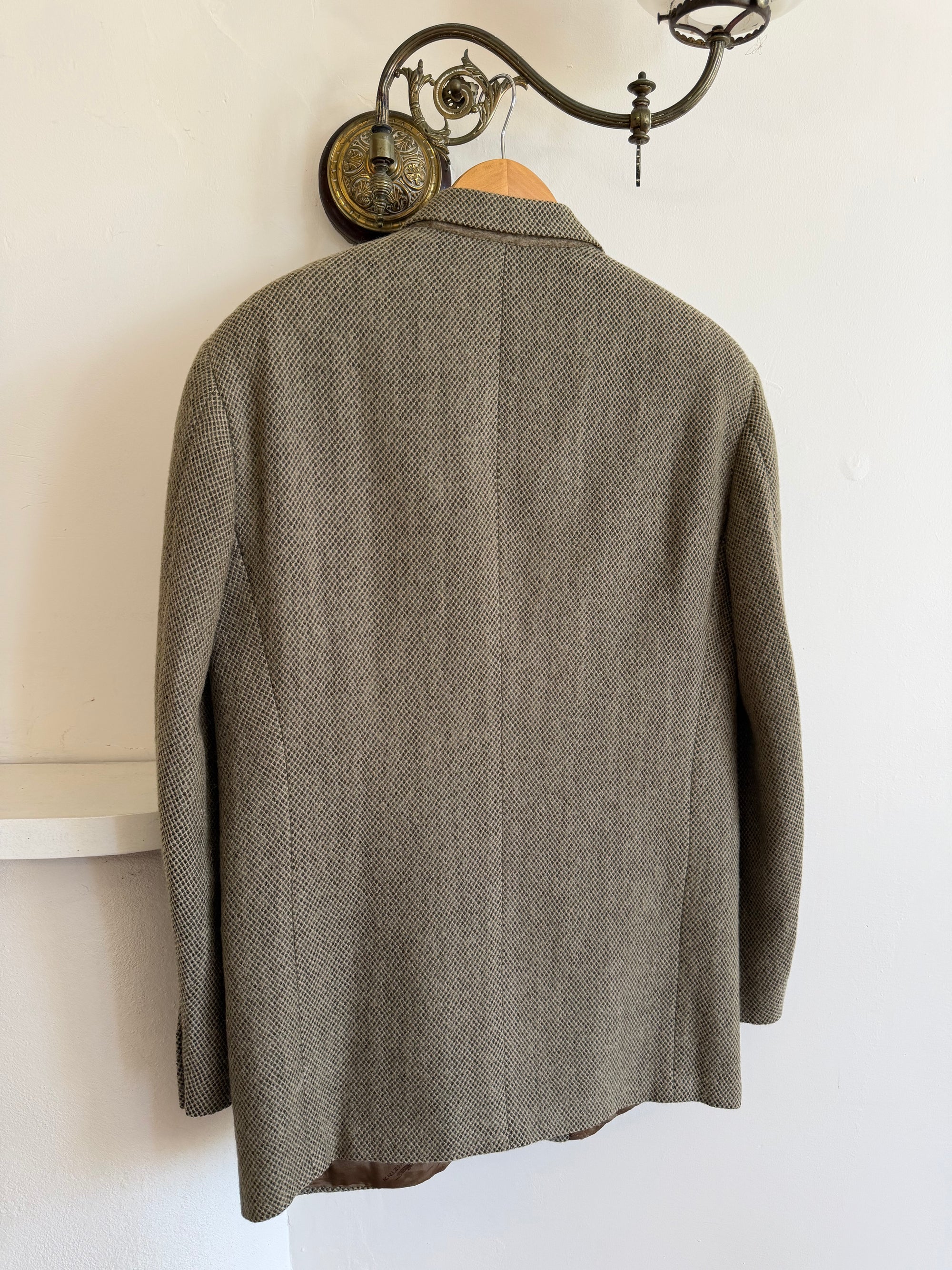 Vintage 60s Olive Wool Herringbone Blazer