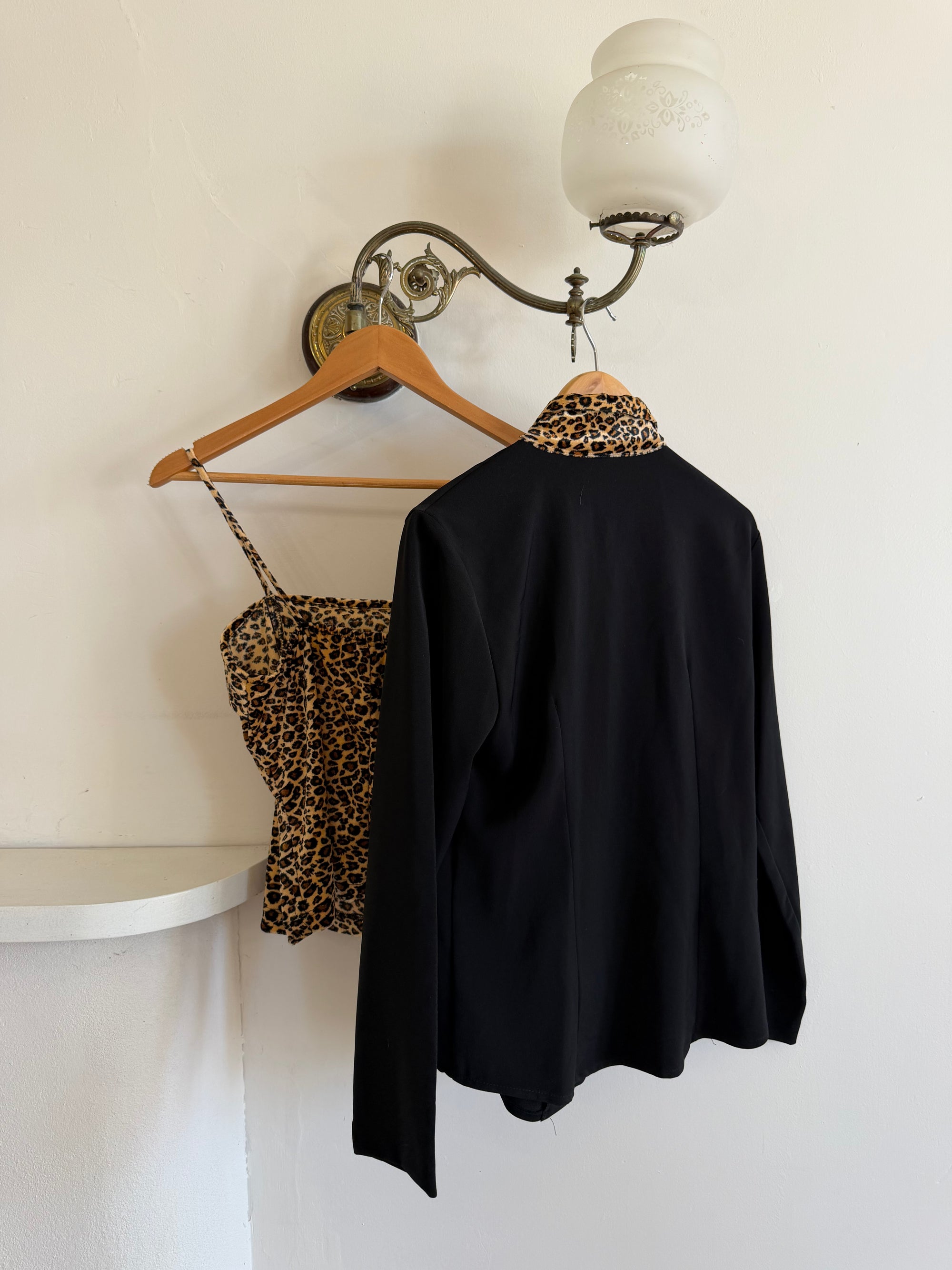 Vintage 90s Cheetah Camisole and Button Up Shirt Set