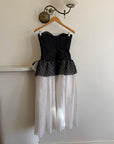 Vintage 80s Monochrome Drop Waist Bow Midi