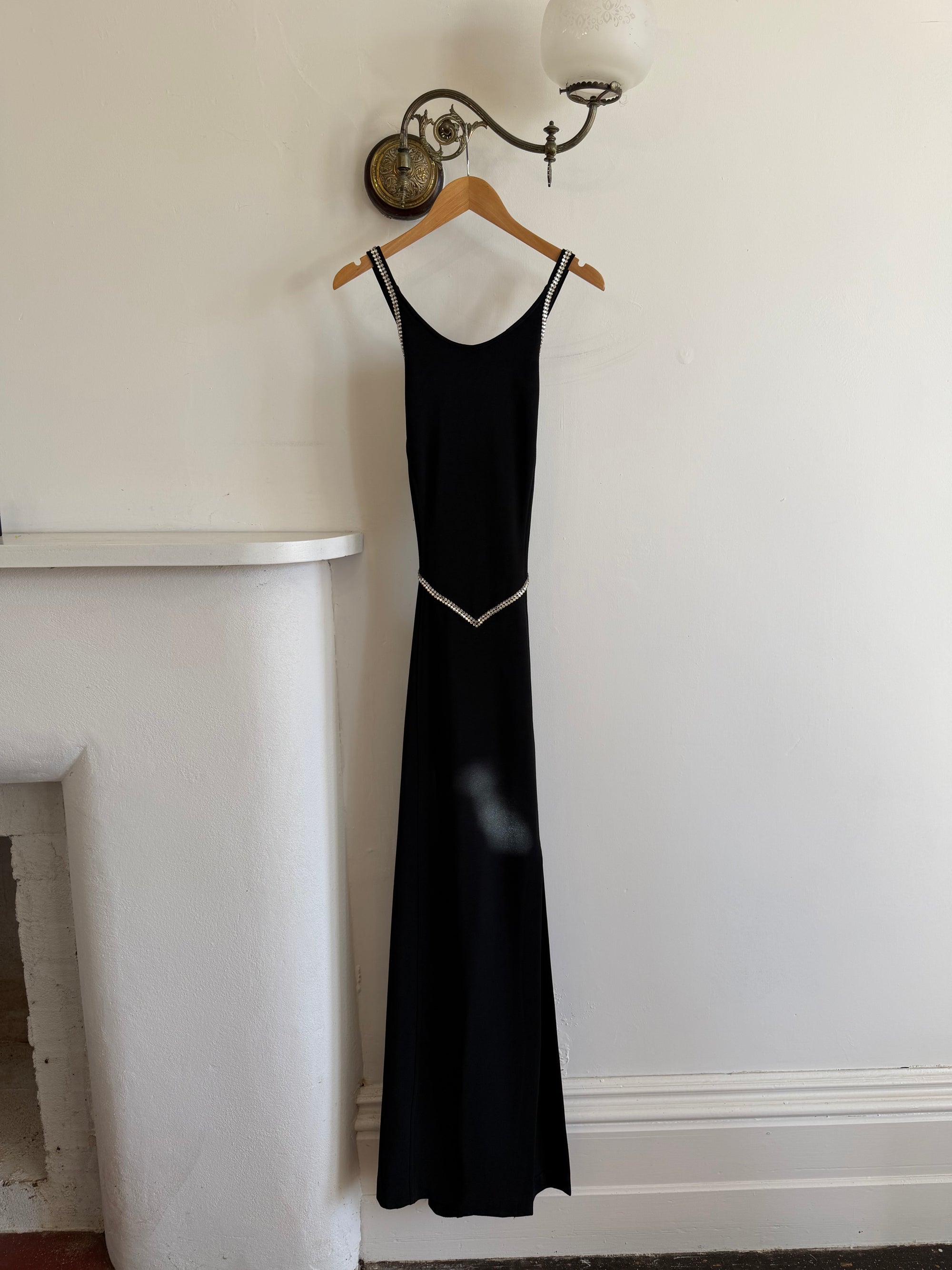Vintage 90s Bandage Rhinestone Backless Gown