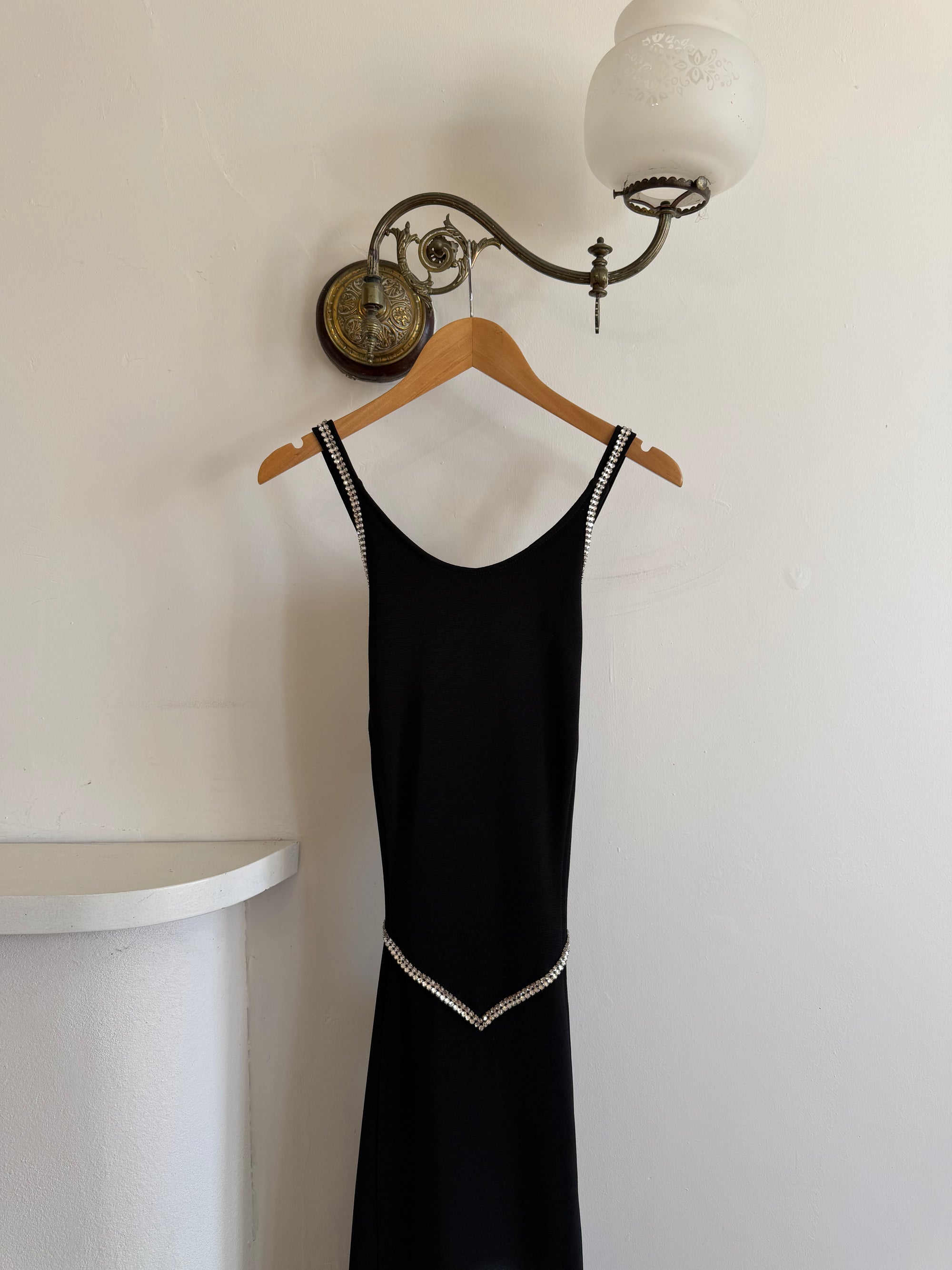 Vintage 90s Bandage Rhinestone Backless Gown