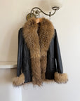 Vintage Y2K Fur and Leather Jacket Noir