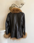 Vintage Y2K Fur and Leather Jacket Noir