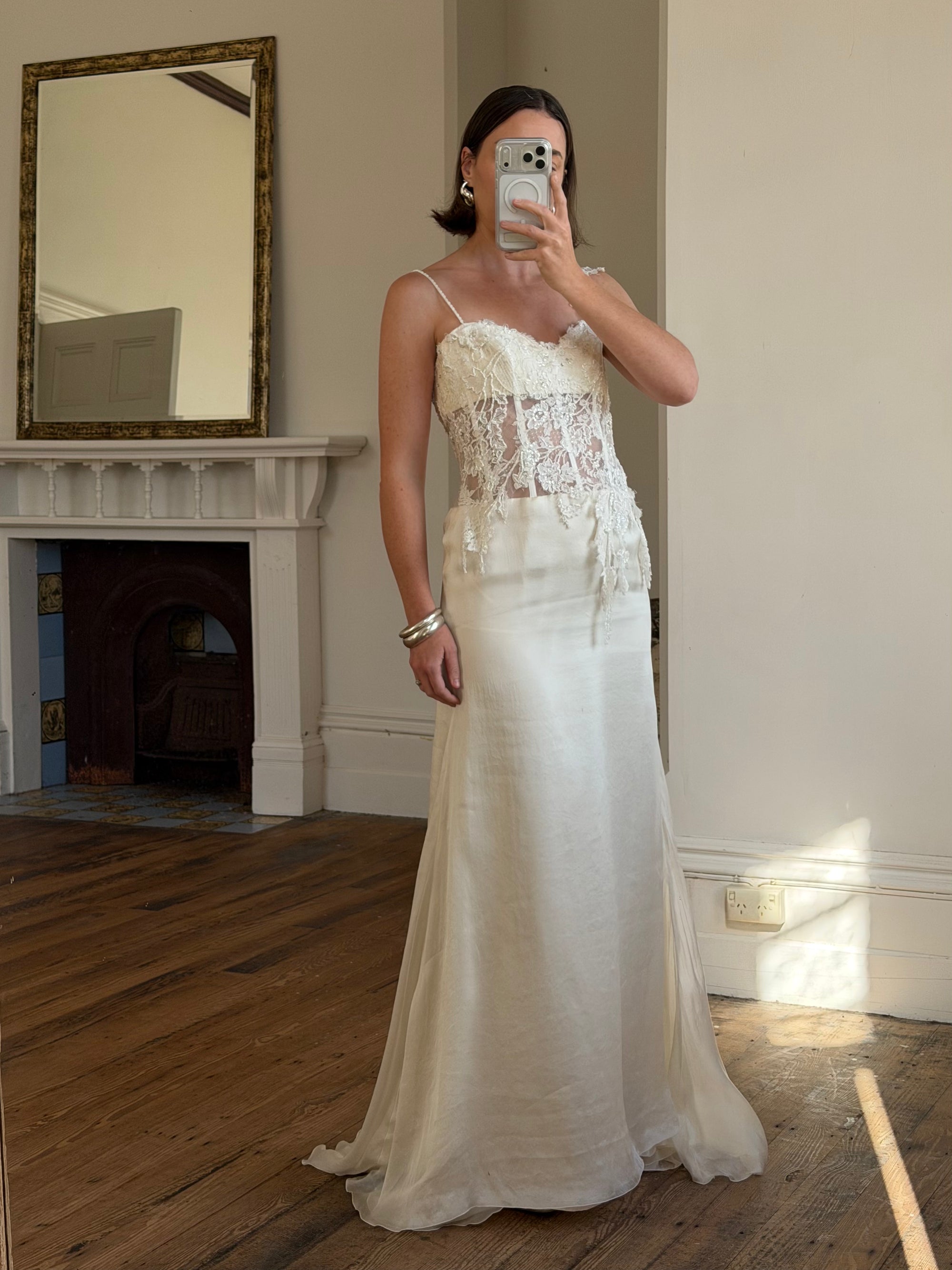 Vintage 90s Italian Asymmetrical Fairy Silk Wedding Dress