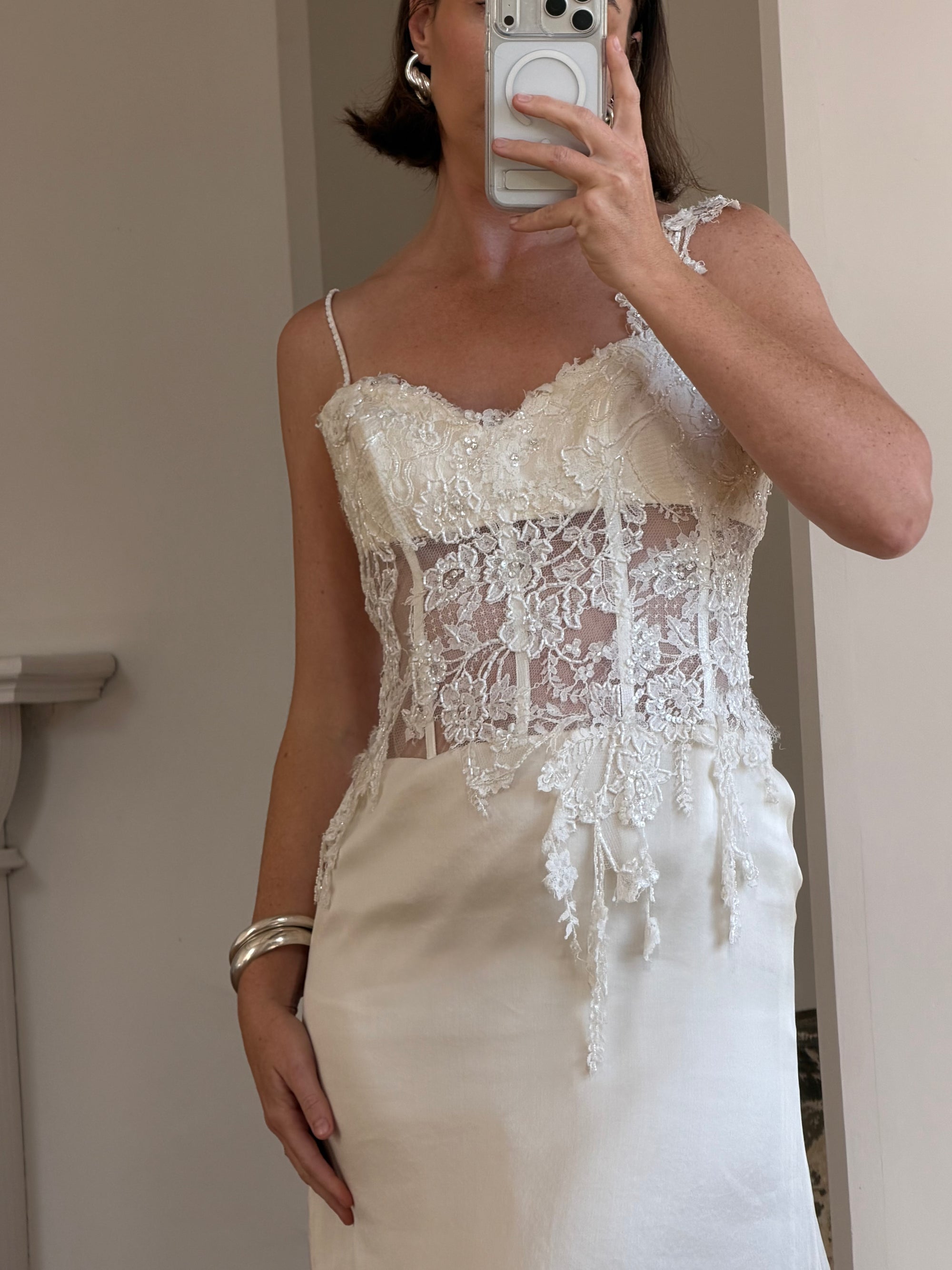 Vintage 90s Italian Asymmetrical Fairy Silk Wedding Dress