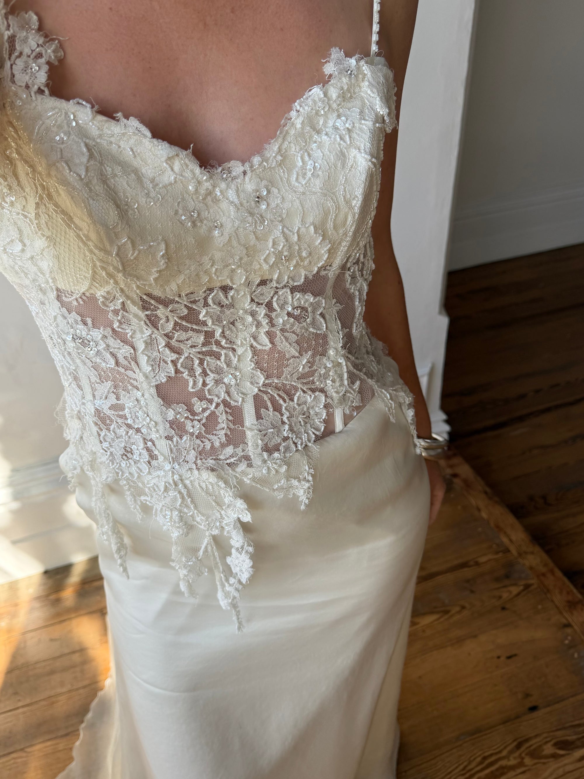 Vintage 90s Italian Asymmetrical Fairy Silk Wedding Dress
