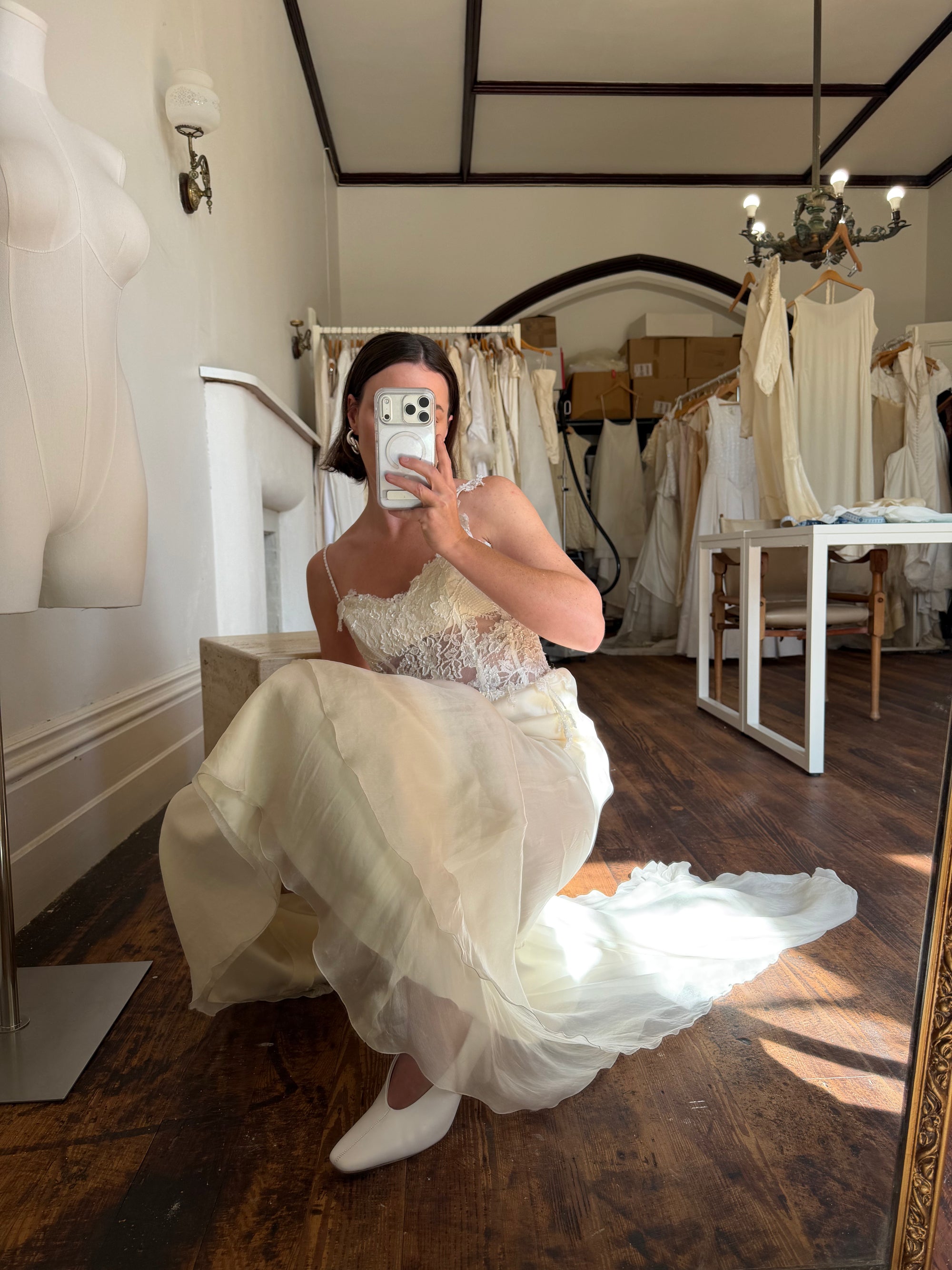 Vintage 90s Italian Asymmetrical Fairy Silk Wedding Dress