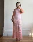 Vintage 40s Lattice Pink Lace Bias Gown