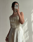 Vintage 40s Liquid Satin Sleeveless Floral Wedding Dress