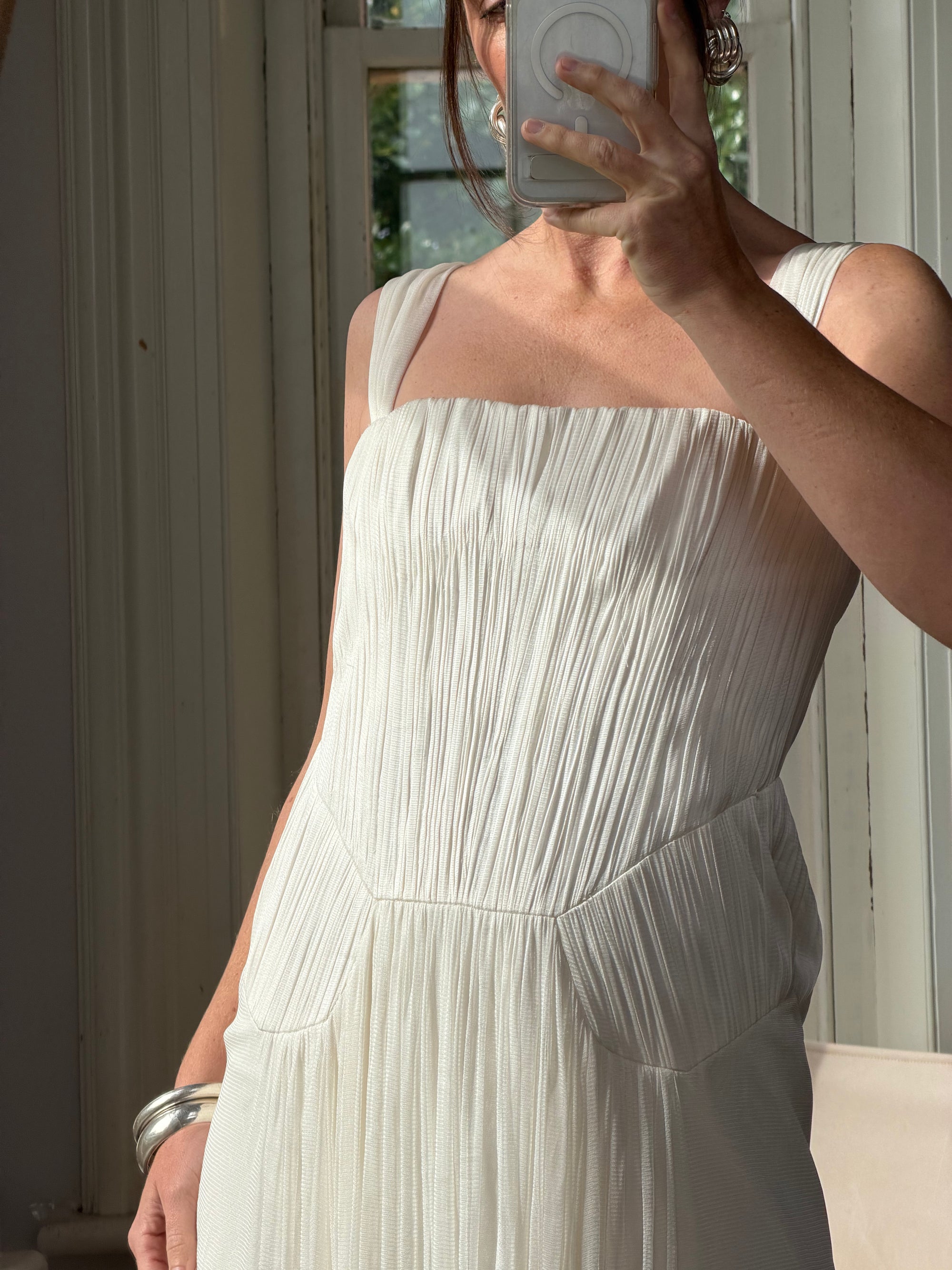 Vintage 90s Lisa Ho Deadstock Silk Gathered Mini Dress Ivory