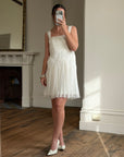 Vintage 90s Lisa Ho Deadstock Silk Gathered Mini Dress Ivory