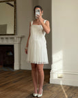 Vintage 90s Lisa Ho Deadstock Silk Gathered Mini Dress Ivory