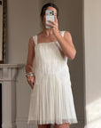 Vintage 90s Lisa Ho Deadstock Silk Gathered Mini Dress Ivory