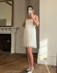 Vintage 90s Lisa Ho Deadstock Silk Gathered Mini Dress Ivory