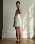 Vintage 90s Lisa Ho Deadstock Silk Gathered Mini Dress Ivory