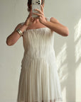 Vintage 90s Lisa Ho Deadstock Silk Gathered Mini Dress Ivory