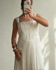Vintage 90s Lisa Ho Deadstock Silk Gathered Mini Dress Ivory