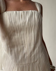 Vintage 90s Lisa Ho Deadstock Silk Gathered Mini Dress Ivory
