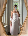 Vintage 90s Satin Lace Up Prom Dress Baby Pink