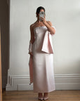 Vintage 90s Satin Lace Up Prom Dress Baby Pink