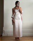 Vintage 90s Satin Lace Up Prom Dress Baby Pink