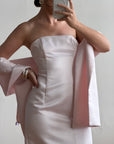 Vintage 90s Satin Lace Up Prom Dress Baby Pink