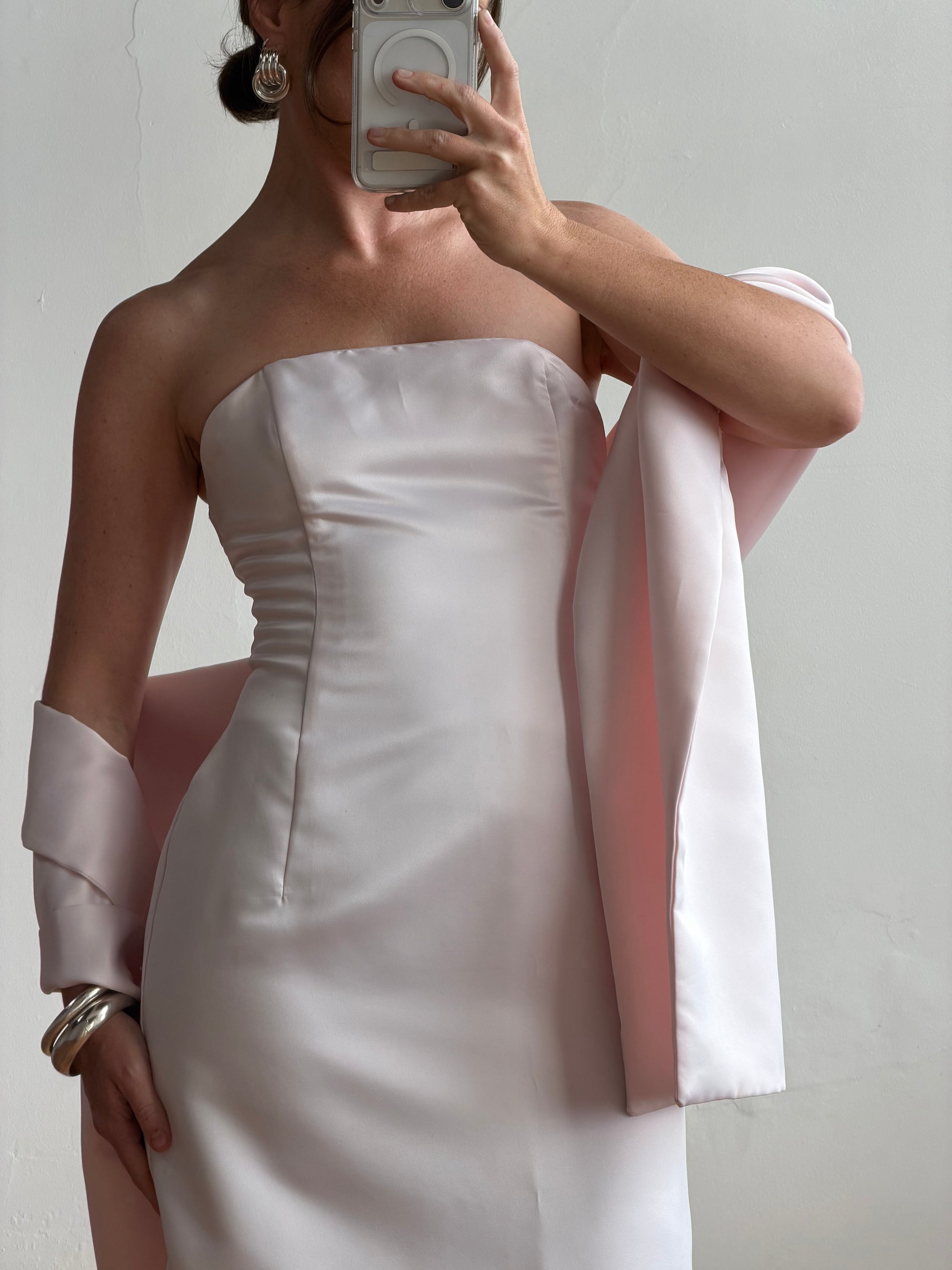 Vintage 90s Satin Lace Up Prom Dress Baby Pink – Call Me The Breeze