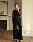 Vintage Beaded Sheer Floral Embroidered Long Sleeved Top