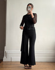 Vintage Beaded Sheer Floral Embroidered Long Sleeved Top