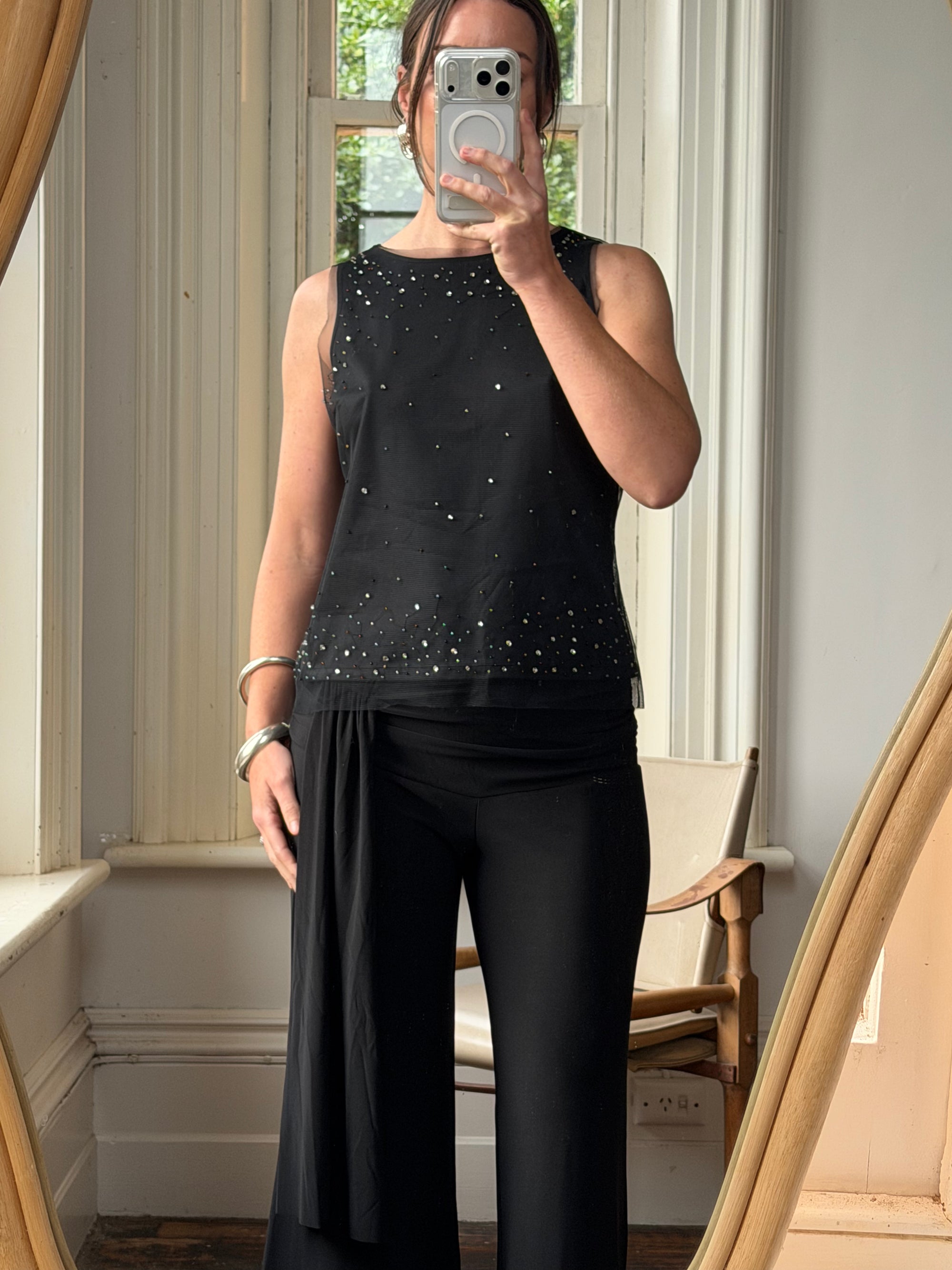 Vintage Mesh Rhinestone Multi Bead Starry Sky Tank