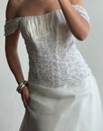 Vintage 90s Italian Two Piece Diamante and Organza Bridal Set