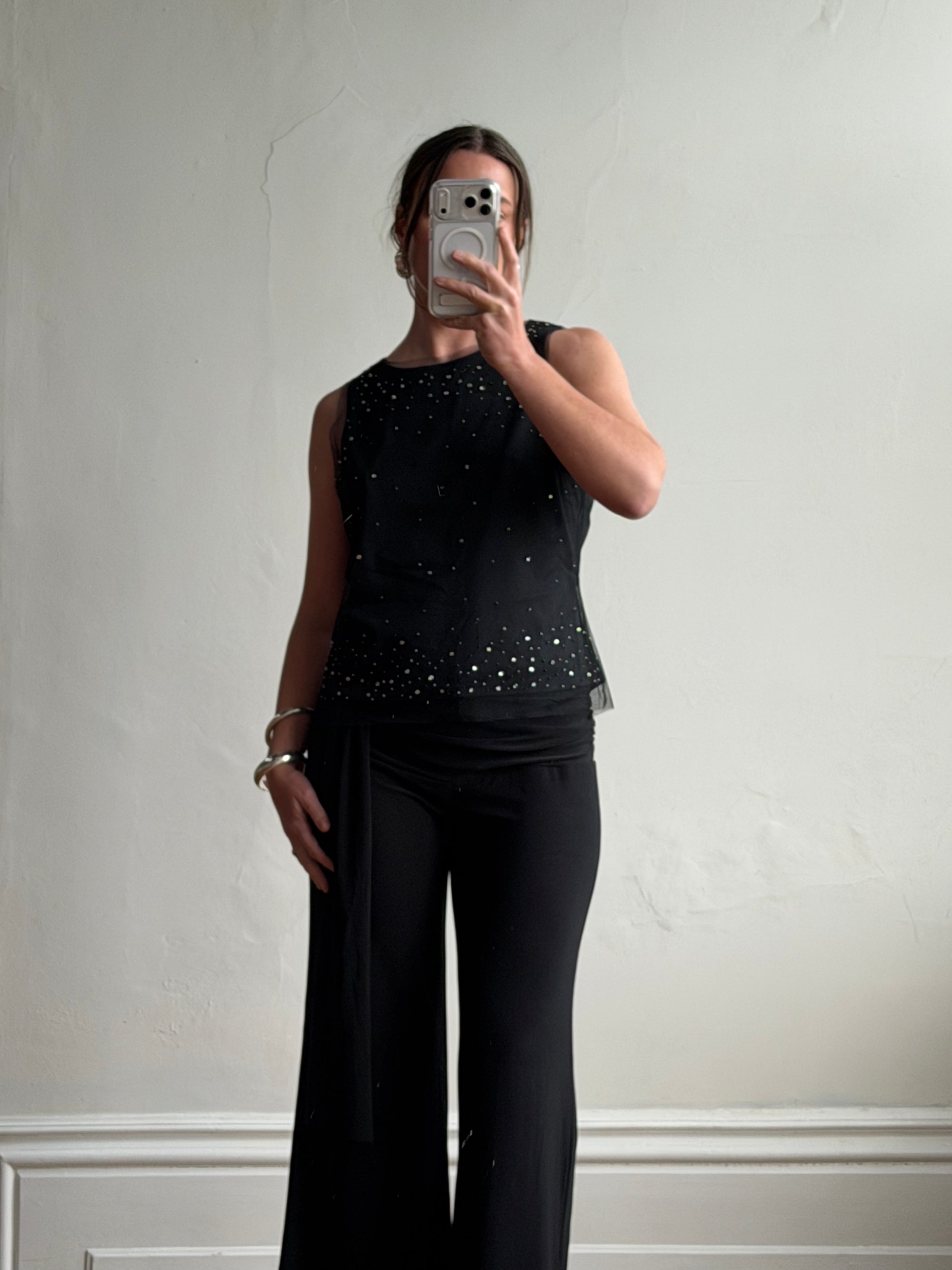 Vintage Mesh Rhinestone Multi Bead Starry Sky Tank