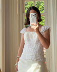 Vintage 90s Italian Two Piece Diamante and Organza Bridal Set