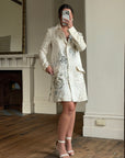 Vintage 2007 John Galliano Metallic Rose Silk Linen Blazer Dress