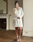 Vintage 2007 John Galliano Metallic Rose Silk Linen Blazer Dress