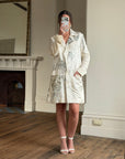 Vintage 2007 John Galliano Metallic Rose Silk Linen Blazer Dress