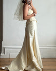 Vintage Blusher Tulle Hair Piece With Gold Pearl Beads