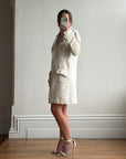Vintage 2007 John Galliano Metallic Rose Silk Linen Blazer Dress