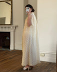 Vintage 70s Creme Lace Embroidered Rose Slip and Robe Set