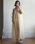 Vintage 70s Creme Lace Embroidered Rose Slip and Robe Set