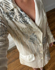 Vintage 2007 John Galliano Metallic Rose Silk Linen Blazer Dress
