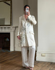 Vintage 2007 John Galliano Metallic Rose Silk Linen Blazer Dress