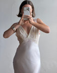 Vintage 40s Liquid Satin Lace Baby Pink Slip