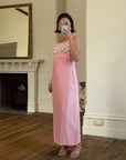 Vintage 60s Lace Ruffled Midi Dress Candy Pink