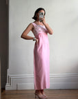 Vintage 60s Lace Ruffled Midi Dress Candy Pink