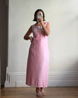 Vintage 60s Lace Ruffled Midi Dress Candy Pink