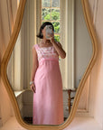 Vintage 60s Lace Ruffled Midi Dress Candy Pink