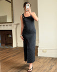 Vintage 90s Jacquard Noir Double Strap Maxi Dress