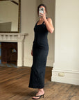 Vintage 90s Jacquard Noir Double Strap Maxi Dress